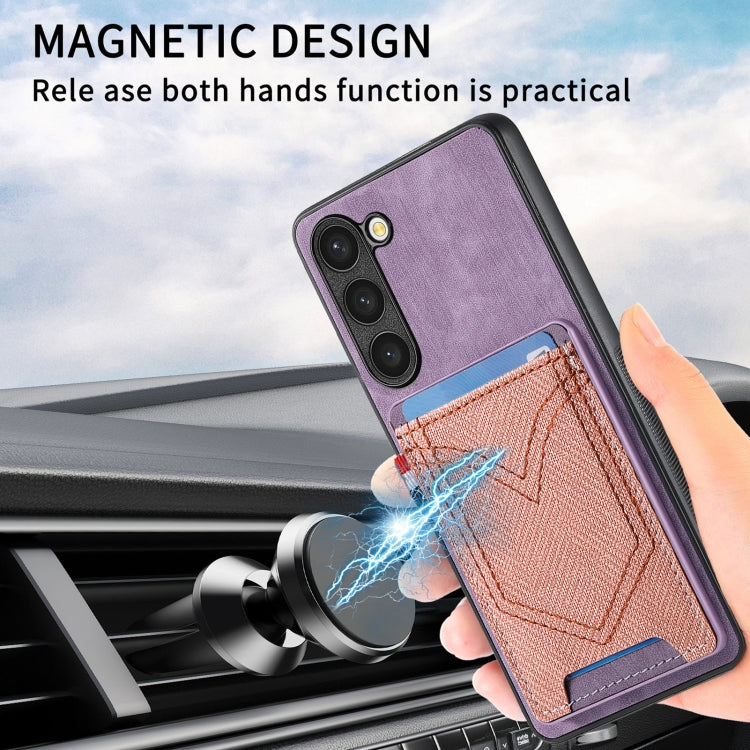 For Samsung Galaxy S25 Ultra 5G Denim Texture Leather Skin Phone Case with Card Slot(Purple) - Galaxy S25 Ultra 5G Cases by buy2fix | Online Shopping UK | buy2fix