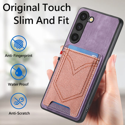 For Samsung Galaxy S25 Ultra 5G Denim Texture Leather Skin Phone Case with Card Slot(Purple) - Galaxy S25 Ultra 5G Cases by buy2fix | Online Shopping UK | buy2fix