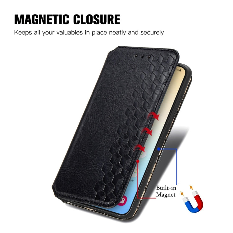 For Samsung Galaxy S25 5G Cubic Grid Pressed Magnetic Leather Phone Case(Black) - Galaxy S25 5G Cases by buy2fix | Online Shopping UK | buy2fix