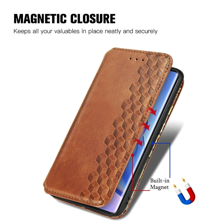 For Blackview A200 Pro Cubic Grid Pressed Magnetic Leather Phone Case(Brown) - More Brand by buy2fix | Online Shopping UK | buy2fix