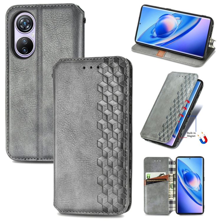 For Blackview A200 Pro Cubic Grid Pressed Magnetic Leather Phone Case(Grey) - More Brand by buy2fix | Online Shopping UK | buy2fix