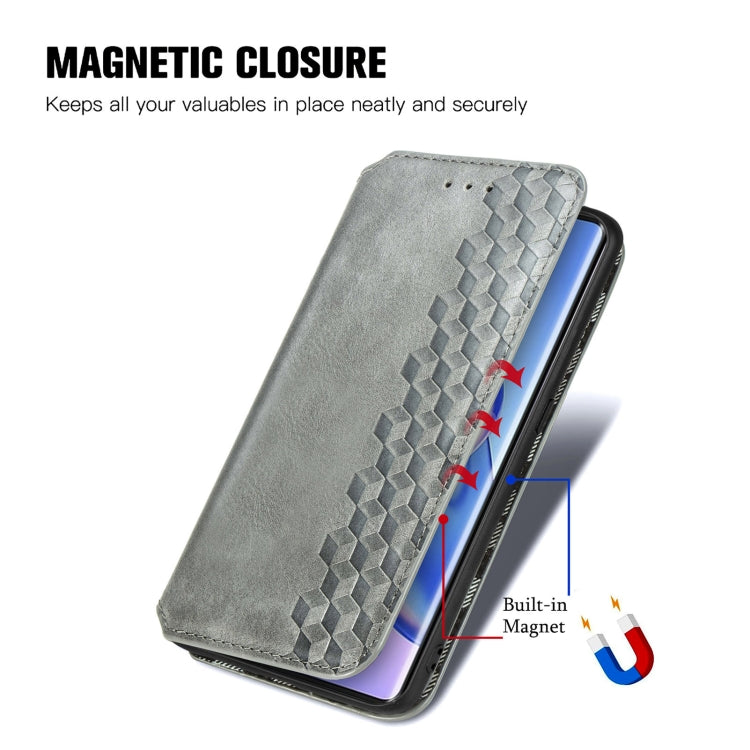 For Blackview A200 Pro Cubic Grid Pressed Magnetic Leather Phone Case(Grey) - More Brand by buy2fix | Online Shopping UK | buy2fix