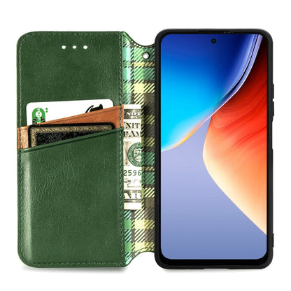 For Blackview A96 Cubic Grid Pressed Magnetic Leather Phone Case(Green) - More Brand by buy2fix | Online Shopping UK | buy2fix