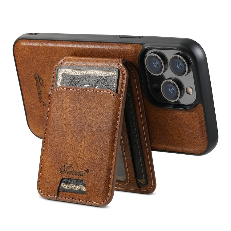 For iPhone 15 Pro Max Suteni H15 MagSafe Oil Eax Leather Detachable Wallet Back Phone Case(Brown) - iPhone 15 Pro Max Cases by Suteni | Online Shopping UK | buy2fix