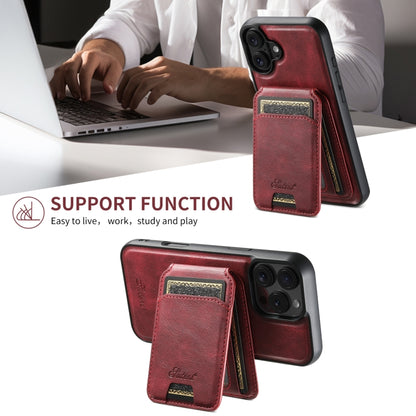 For iPhone 16 Pro Suteni H15 MagSafe Oil Eax Leather Detachable Wallet Back Phone Case(Red) - iPhone 16 Pro Cases by Suteni | Online Shopping UK | buy2fix