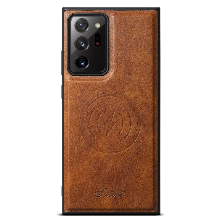 For Samsung Galaxy Note20 5G Suteni H15  Oil Eax Leather Detachable Wallet Back Phone Case(Brown) - Galaxy Note20 Cases by Suteni | Online Shopping UK | buy2fix