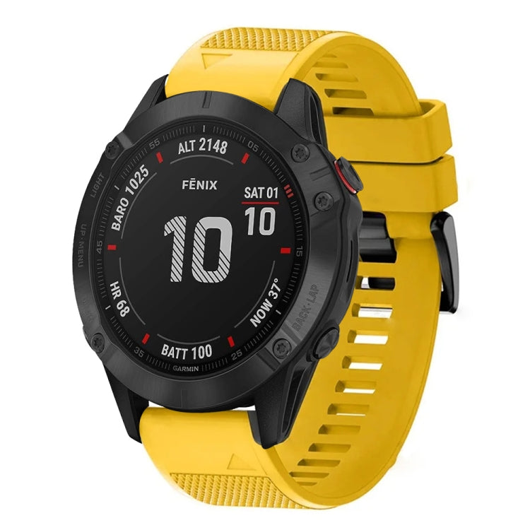 For Garmin Fenix 6 22mm Quick Release Silicone Watch Band(Yellow) - Watch Bands by buy2fix | Online Shopping UK | buy2fix