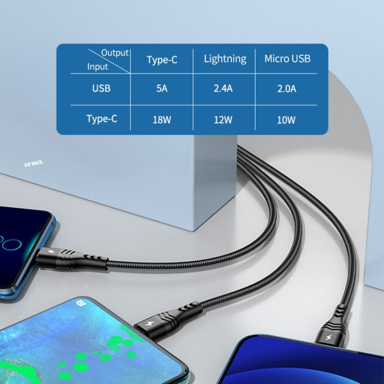 ENKAY 6-in-1 5A USB / Type-C to Type-C / 8 Pin / Micro USB Multifunction Fast Charging Cable, Cable Length:2m(Grey) - Multifunction Cable by ENKAY | Online Shopping UK | buy2fix