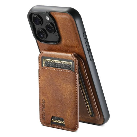 For iPhone 16 Pro Max Suteni H02 Leather Wallet Stand Back Phone Case(Brown) - iPhone 16 Pro Max Cases by Suteni | Online Shopping UK | buy2fix