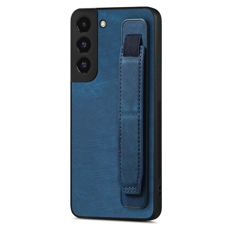 For Samsung Galaxy S22 5G Retro Wristband Holder Leather Back Phone Case(Blue) - Galaxy S22 5G Cases by buy2fix | Online Shopping UK | buy2fix