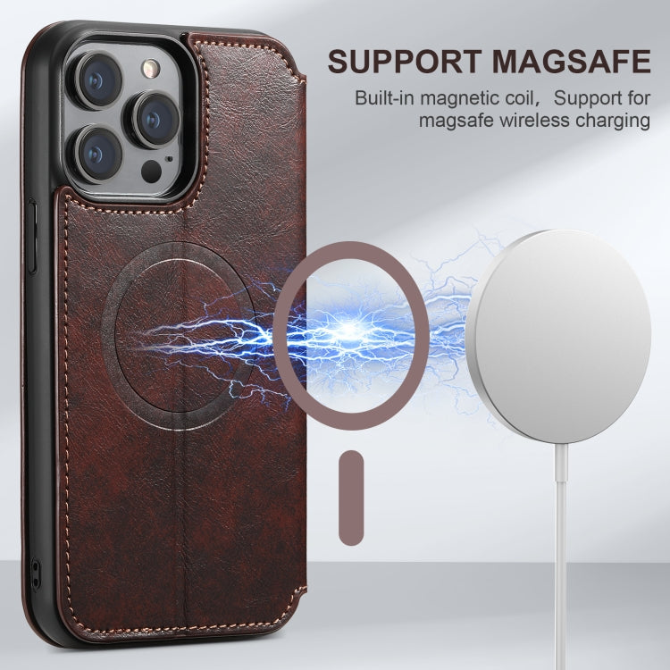 For iPhone 16 Plus Suteni J05 Leather Magnetic MagSafe Phone Case(Brown) - iPhone 16 Plus Cases by Suteni | Online Shopping UK | buy2fix