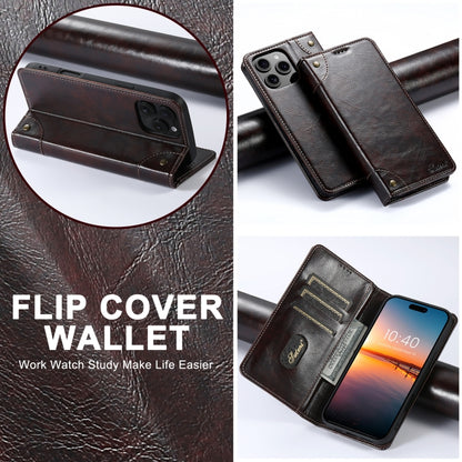 For iPhone 16 Pro Suteni Baroque Calf Texture Buckle Wallet Leather Phone Case(Brown) - iPhone 16 Pro Cases by Suteni | Online Shopping UK | buy2fix