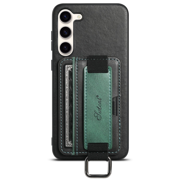 For Samsung Galaxy S24  5G Suteni H13 Card Wallet Wrist Strap Holder PU Phone Case(Black) - Galaxy S24 5G Cases by Suteni | Online Shopping UK | buy2fix