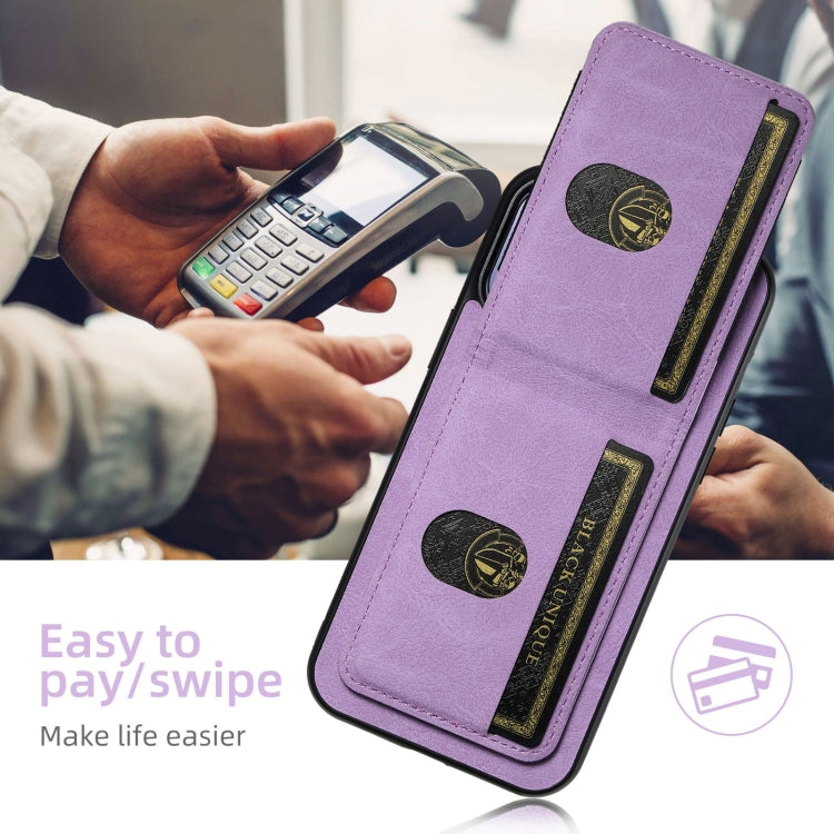 For iPhone 16 Pro Suteni H03 Litchi Leather Card Bag Stand Back Phone Case(Purple) - iPhone 16 Pro Cases by Suteni | Online Shopping UK | buy2fix