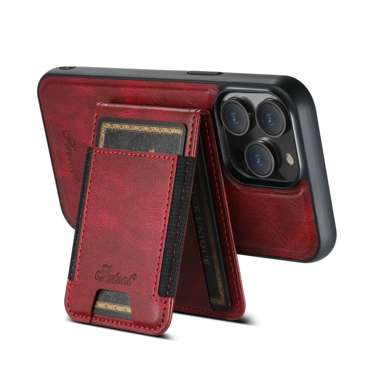For iPhone 13 Pro Max Suteni H17 Oil Eax Leather MagSafe Detachable Wallet Phone Case(Red) - iPhone 13 Pro Max Cases by Suteni | Online Shopping UK | buy2fix