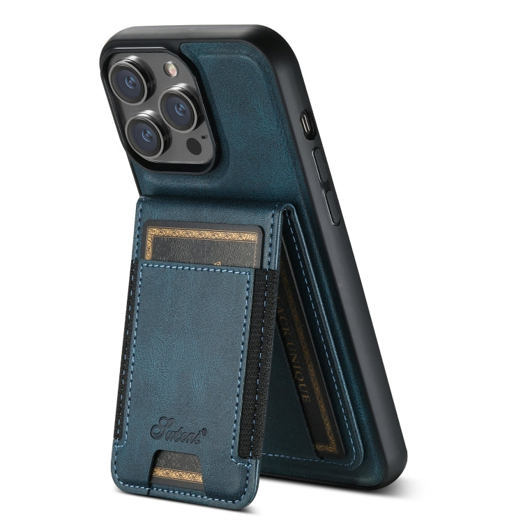 For iPhone 13 Pro Max Suteni H17 Oil Eax Leather MagSafe Detachable Wallet Phone Case(Blue) - iPhone 13 Pro Max Cases by Suteni | Online Shopping UK | buy2fix