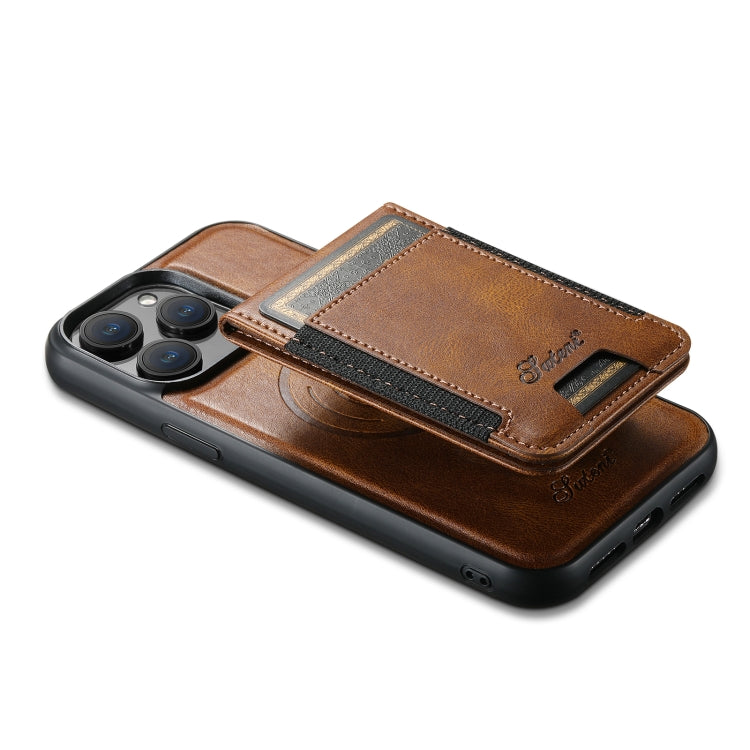 For iPhone 13 Suteni H17 Oil Eax Leather MagSafe Detachable Wallet Phone Case(Brown) - iPhone 13 Cases by Suteni | Online Shopping UK | buy2fix