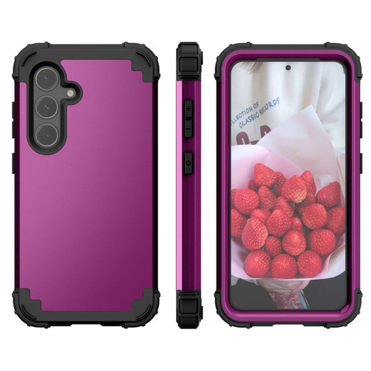 For Samsung Galaxy S24+ 5G 3 in 1 Silicone Hybrid PC Shockproof Phone Case(Dark Purple) - Galaxy S24+ 5G Cases by buy2fix | Online Shopping UK | buy2fix
