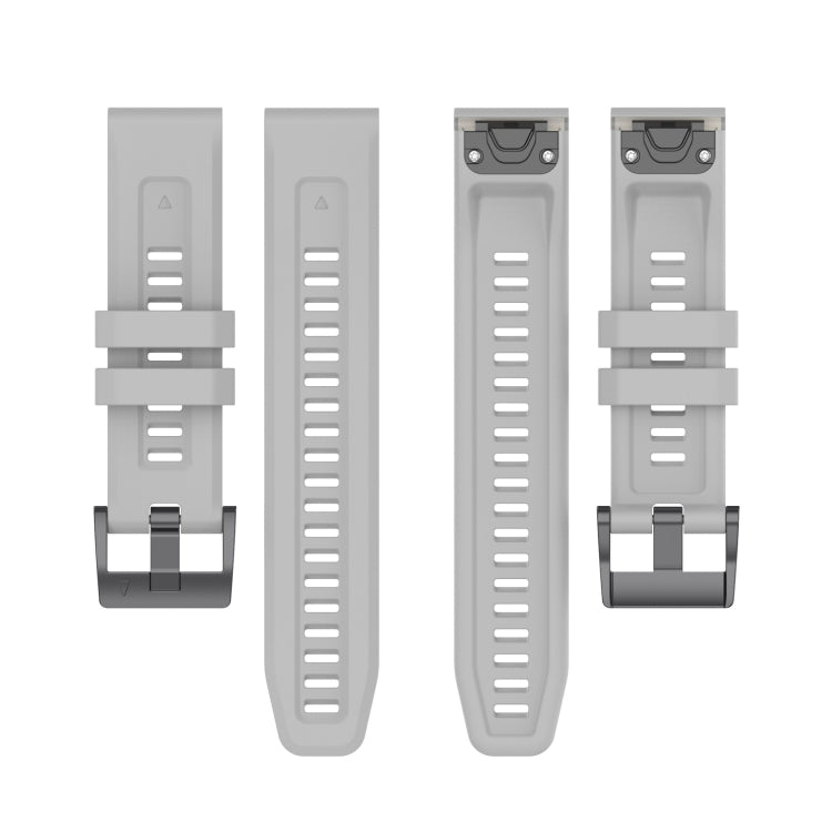 For Garmin Fenix 7 Pro Solid Color Black Buckle Silicone Quick Release Watch Band(Gray) - Watch Bands by buy2fix | Online Shopping UK | buy2fix