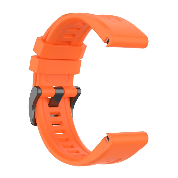 For Garmin Fenix 7 Solar / Sapphire Solar Solid Color Black Buckle Silicone Quick Release Watch Band(Orange) - Watch Bands by buy2fix | Online Shopping UK | buy2fix