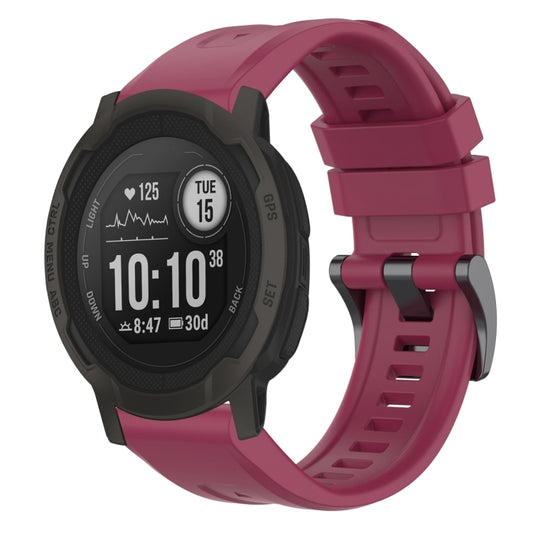 For Garmin Instinct 2 / Instinct Solid Color Black Buckle Silicone Quick Release Watch Band(Wine Red) - Watch Bands by buy2fix | Online Shopping UK | buy2fix