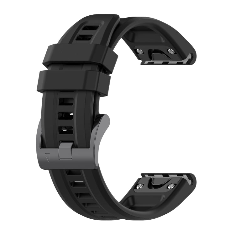 For Garmin MARQ Solid Color Black Buckle Silicone Quick Release Watch Band(Black) - Watch Bands by buy2fix | Online Shopping UK | buy2fix