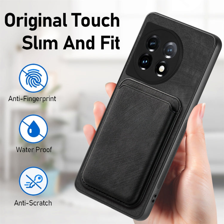 For OnePlus 11 Retro Leather Card Bag Magnetic Phone Case(Black) - OnePlus Cases by buy2fix | Online Shopping UK | buy2fix