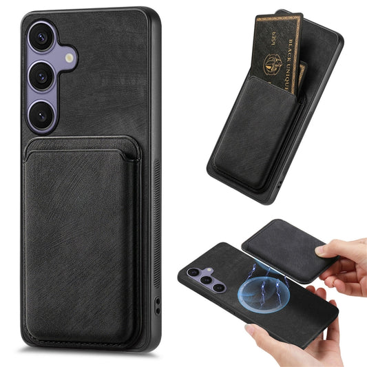 For Samsung Galaxy S25+ 5G Retro Leather Card Bag Magnetic Phone Case(Black) - Galaxy S25+ 5G Cases by buy2fix | Online Shopping UK | buy2fix