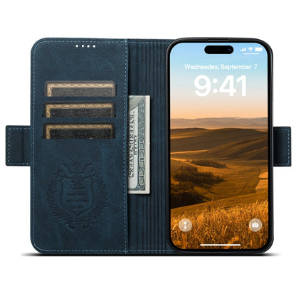 For iPhone 15 Plus SUTENI J07 Multifunctional Horizontal Flip Magsafe Leather Phone Case(Blue) - iPhone 15 Plus Cases by Suteni | Online Shopping UK | buy2fix