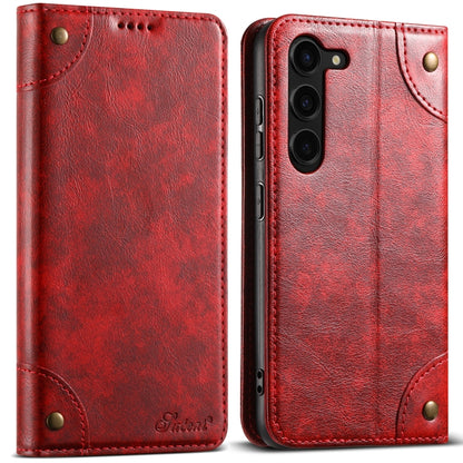 For Samsung Galaxy S24 5G Suteni Baroque Calf Texture Buckle Wallet Leather Phone Case(Red) - Galaxy S24 5G Cases by Suteni | Online Shopping UK | buy2fix