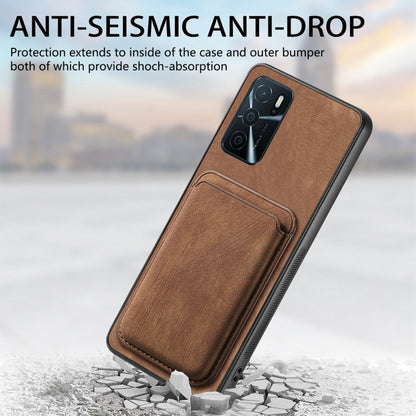 For OPPO A58 4G Retro Leather Card Bag Magnetic Phone Case(Brown) - OPPO Cases by buy2fix | Online Shopping UK | buy2fix