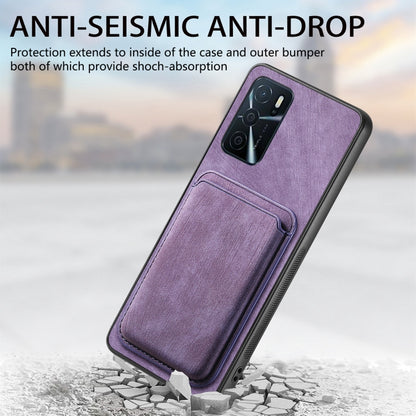 For OPPO Reno10 Pro Global Retro Leather Card Bag Magnetic Phone Case(Purple) - OPPO Cases by buy2fix | Online Shopping UK | buy2fix