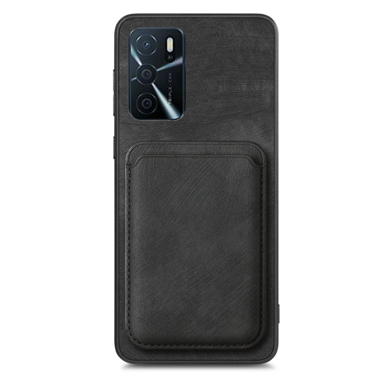 For OPPO A57 4G Retro Leather Card Bag Magnetic Phone Case(Black) - OPPO Cases by buy2fix | Online Shopping UK | buy2fix