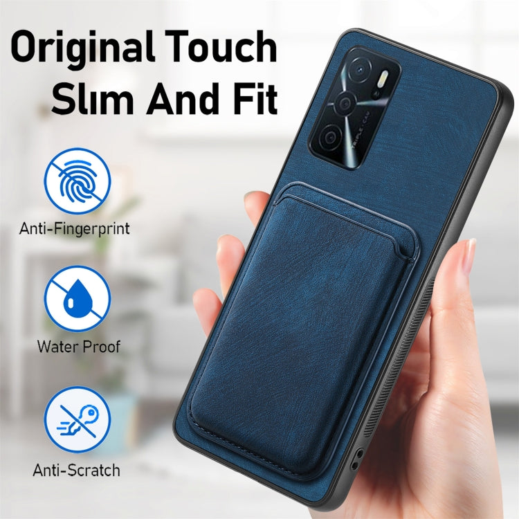 For OPPO Find X5 Retro Leather Card Bag Magnetic Phone Case(Blue) - OPPO Cases by buy2fix | Online Shopping UK | buy2fix