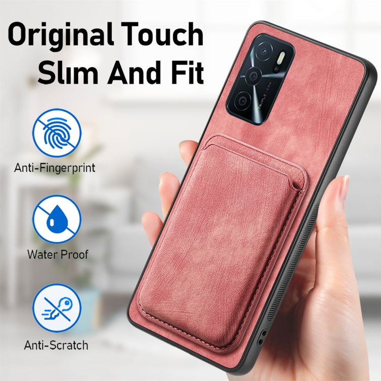 For OPPO Reno7 Pro 5G Retro Leather Card Bag Magnetic Phone Case(Pink) - OPPO Cases by buy2fix | Online Shopping UK | buy2fix