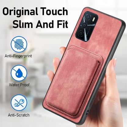 For OPPO Reno7 Pro 5G Retro Leather Card Bag Magnetic Phone Case(Pink) - OPPO Cases by buy2fix | Online Shopping UK | buy2fix