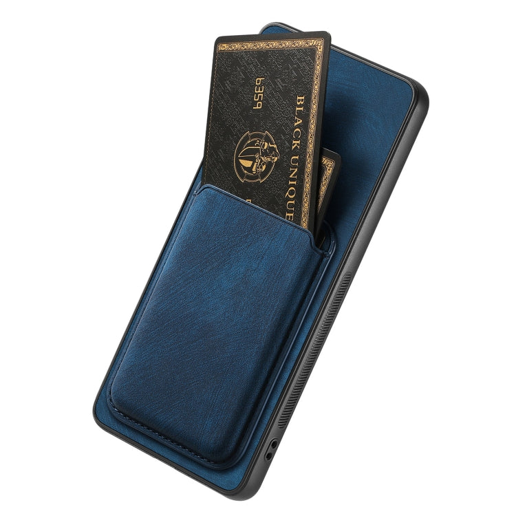 For OPPO Reno6 Pro 5G Retro Leather Card Bag Magnetic Phone Case(Blue) - OPPO Cases by buy2fix | Online Shopping UK | buy2fix