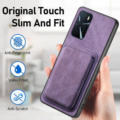 For OPPO F19 Retro Leather Card Bag Magnetic Phone Case(Purple) - OPPO Cases by buy2fix | Online Shopping UK | buy2fix