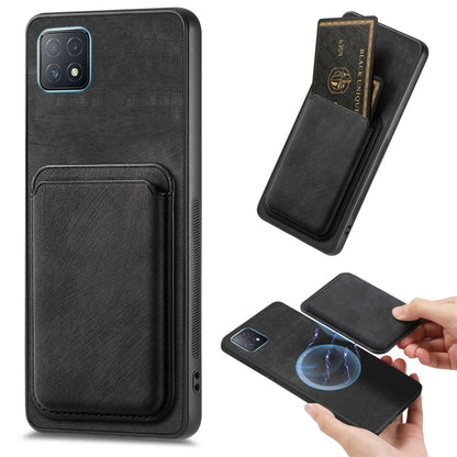 For OPPO A72 5G Retro Leather Card Bag Magnetic Phone Case(Black) - OPPO Cases by buy2fix | Online Shopping UK | buy2fix