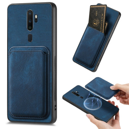 For OPPO A5 Retro Leather Card Bag Magnetic Phone Case(Blue) - OPPO Cases by buy2fix | Online Shopping UK | buy2fix