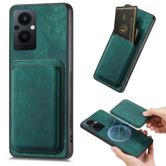 For OPPO Reno7 Z 5G/F21 Pro 5G Retro Leather Card Bag Magnetic Phone Case(Green) - OPPO Cases by buy2fix | Online Shopping UK | buy2fix