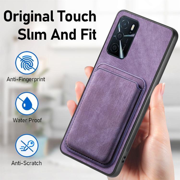 For OPPO A9 2020 / A5 2020 Retro Leather Card Bag Magnetic Phone Case(Purple) - OPPO Cases by buy2fix | Online Shopping UK | buy2fix