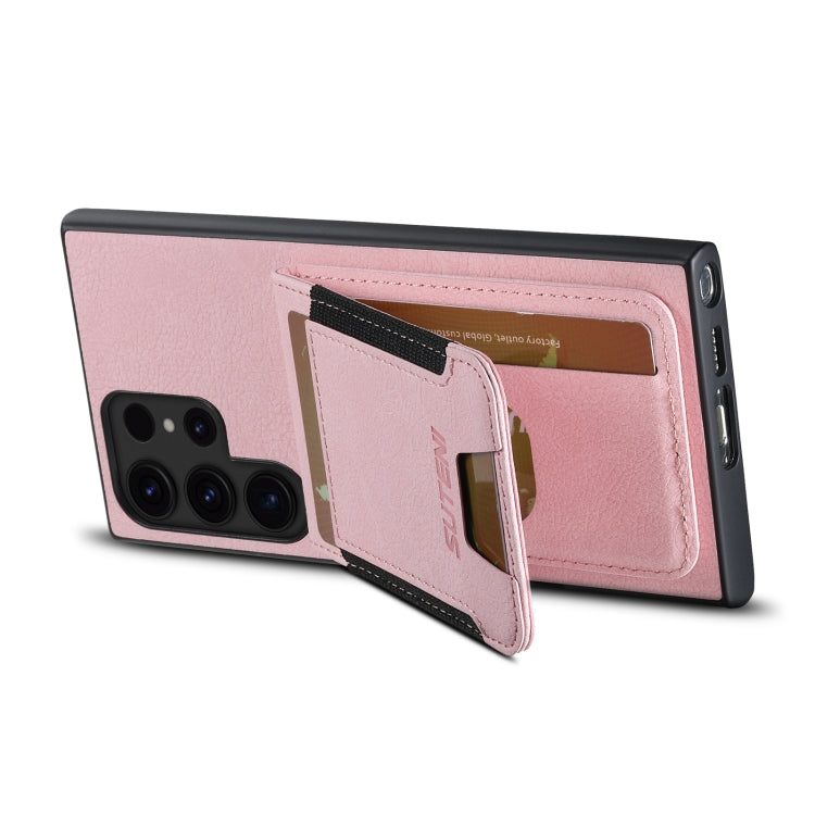 For Samsuny Galaxy S24 Ultrra 5G Suteni H03 Litchi Leather Card Bag Stand Back Phone Case(Pink) - Galaxy S24 Ultra 5G Cases by Suteni | Online Shopping UK | buy2fix