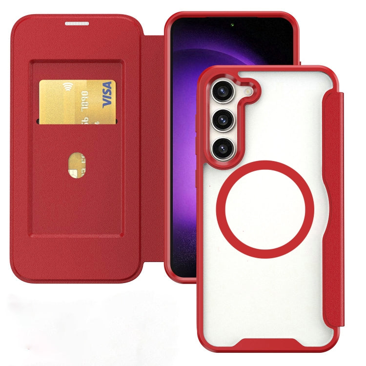 For Samsung Galaxy S24 5G MagSafe RFID Blocking Adsorption Flip Leather Phone Case(Red) - Galaxy S24 5G Cases by buy2fix | Online Shopping UK | buy2fix
