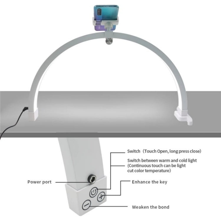 M12X Foldable LED Half Moon Lamp Touch Control Nail Art Lamp, Length: 56cm(EU Plug) - Selfie Light by buy2fix | Online Shopping UK | buy2fix