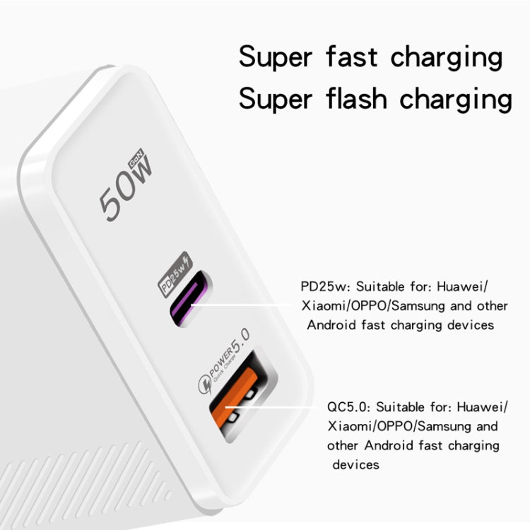 QC5.0 USB / PD25W Type-C Super Fast Charging Full Protocol Phone Charger, US Plug(Black) - USB Charger by buy2fix | Online Shopping UK | buy2fix