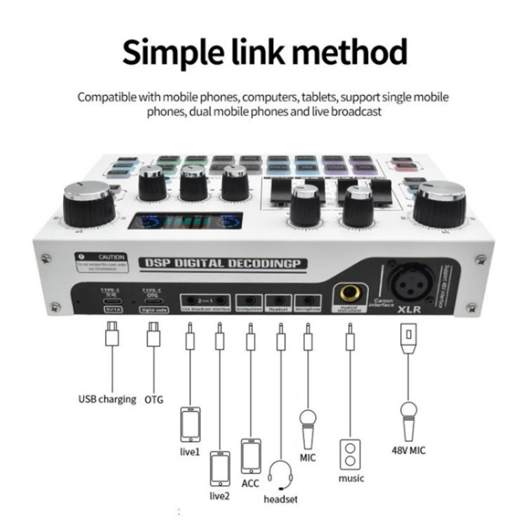 X7 48V Live Broadcast Audio Mixer Professional Microphone Live Sound Card - Live Sound Effects Processors by buy2fix | Online Shopping UK | buy2fix