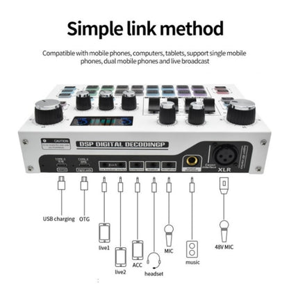 X7 48V Live Broadcast Audio Mixer Professional Microphone Live Sound Card - Live Sound Effects Processors by buy2fix | Online Shopping UK | buy2fix