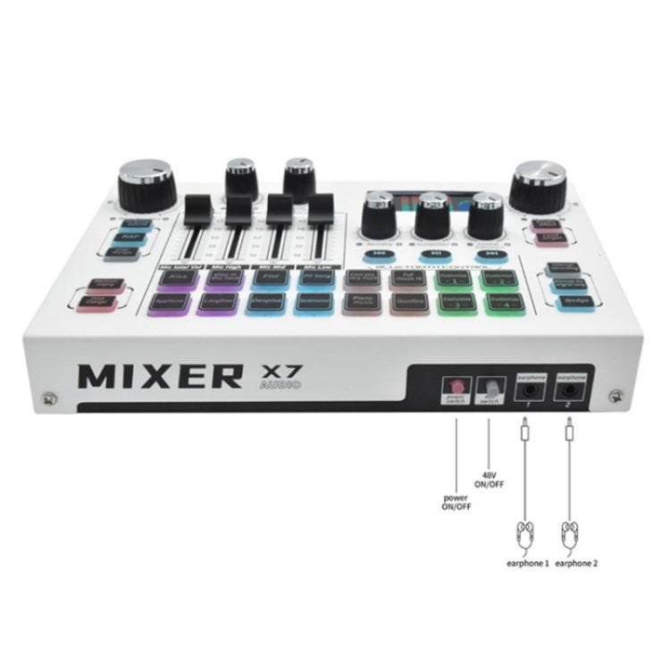 X7 48V Live Broadcast Audio Mixer Professional Microphone Live Sound Card - Live Sound Effects Processors by buy2fix | Online Shopping UK | buy2fix