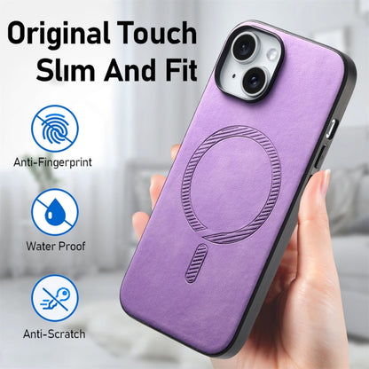 For iPhone 16 Pro Max Solid Color Retro Magsafe PU Back Cover Phone Case(Purple) - More iPhone Cases by buy2fix | Online Shopping UK | buy2fix